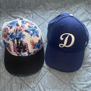 Blue and Floral Women's Baseball Caps